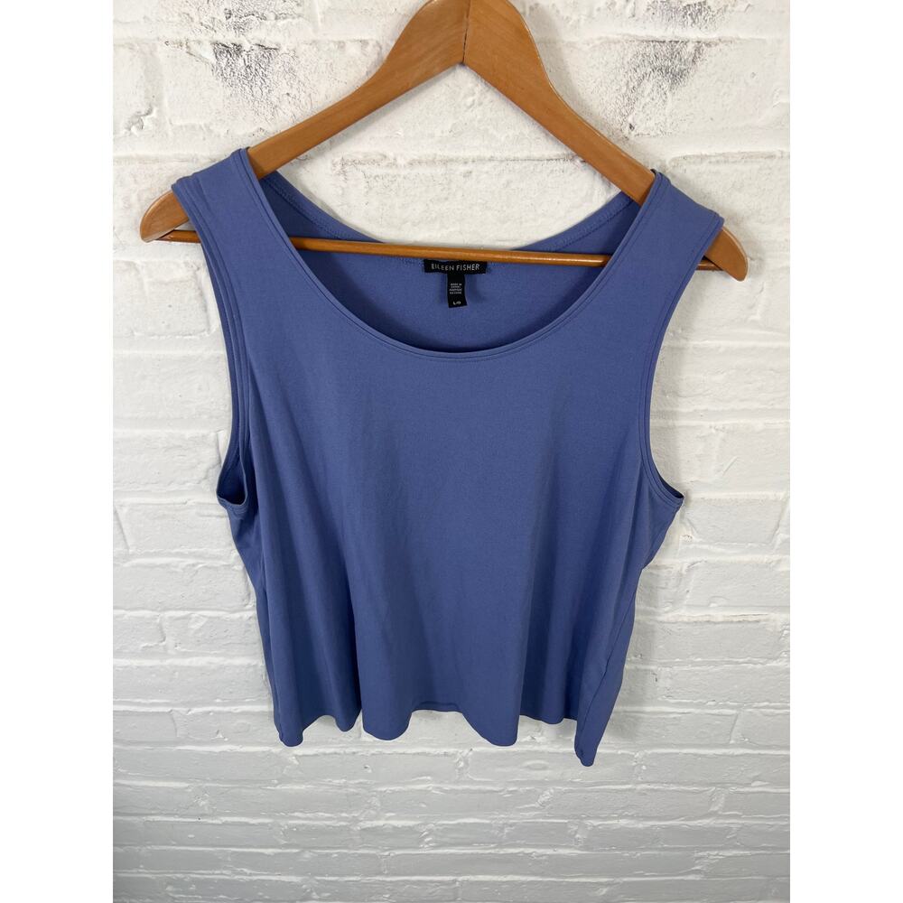 Eileen Fisher Women's Scoop-Neck Sleeveless Tank Top Periwinkle Blue Size L